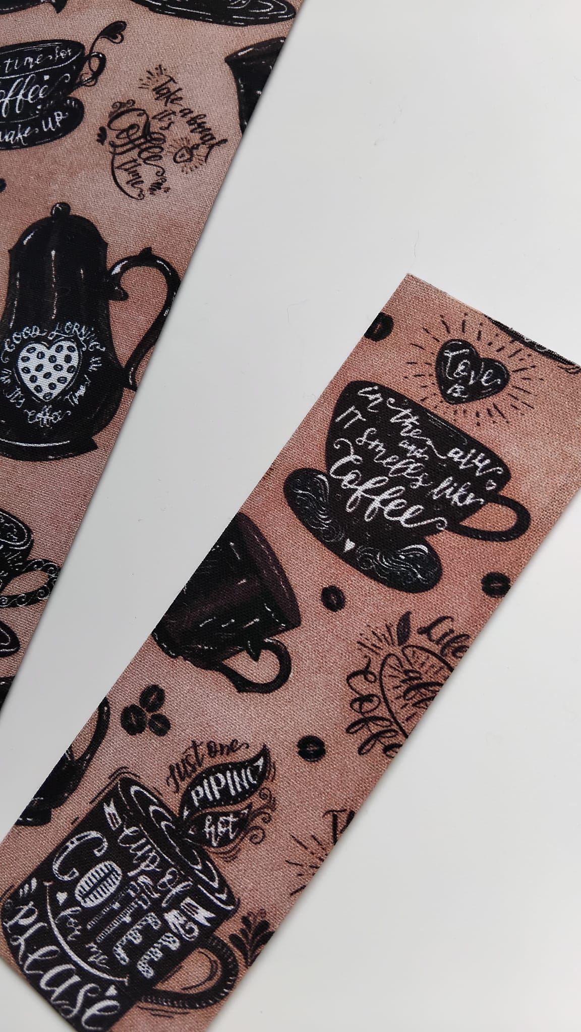 Coffee Lover Foodie Duo - Food Lovers handmade fabric wrapped bookmark Food Lovers