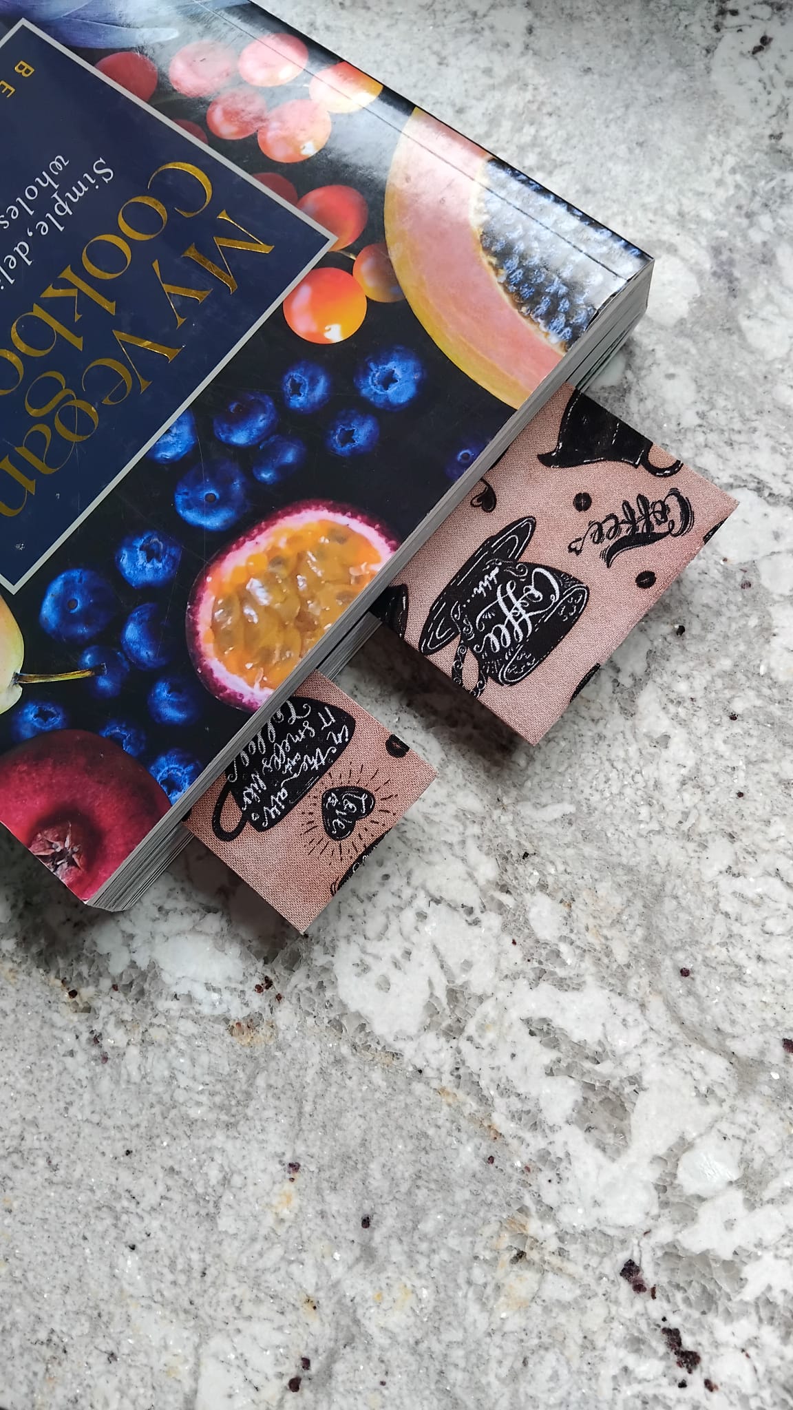 Coffee Lover Foodie Duo - Food Lovers handmade fabric wrapped bookmark Food Lovers