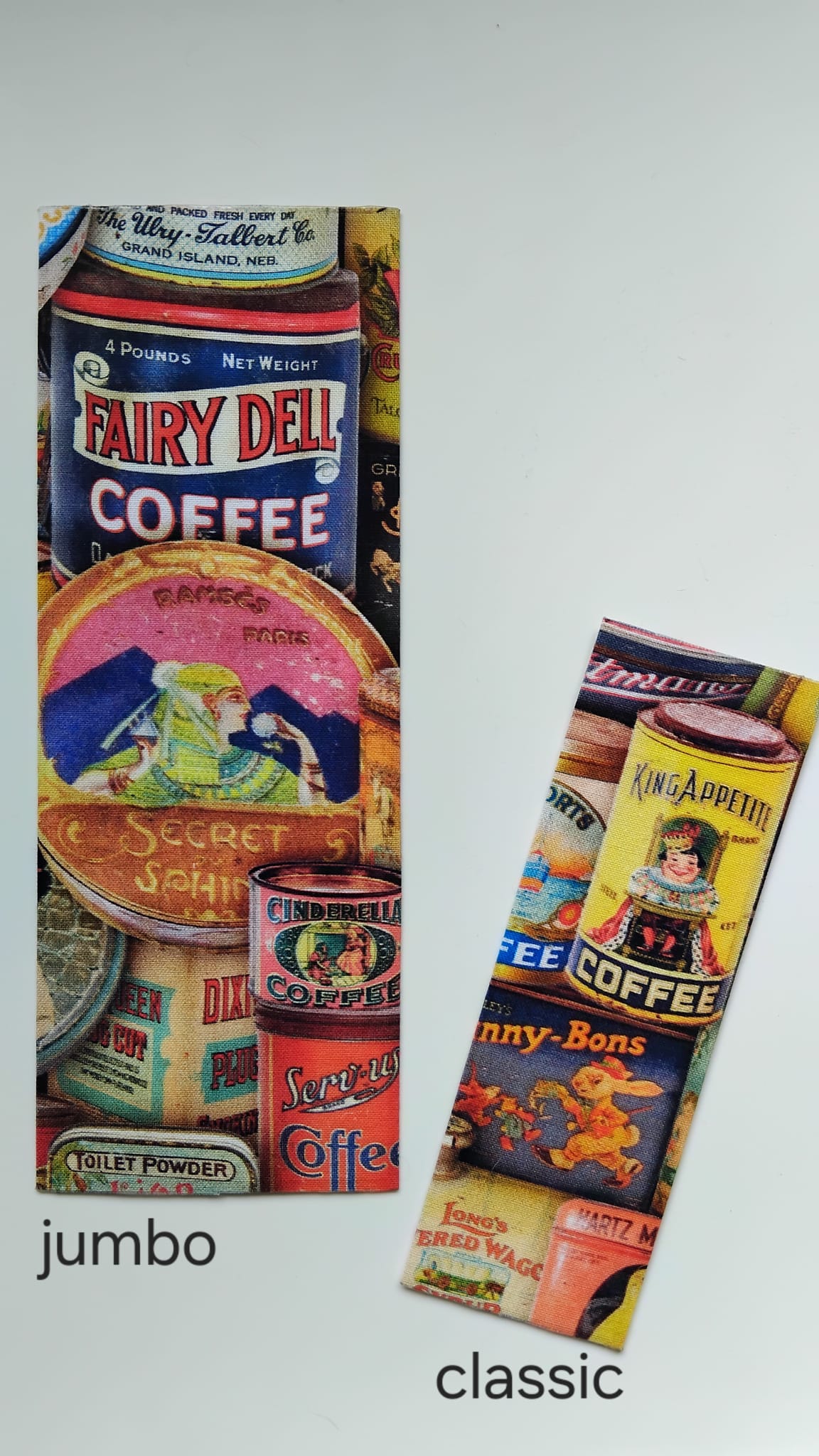 Retro Coffee Lover Foodie Duo - Food Lovers handmade fabric wrapped bookmark Food Lovers