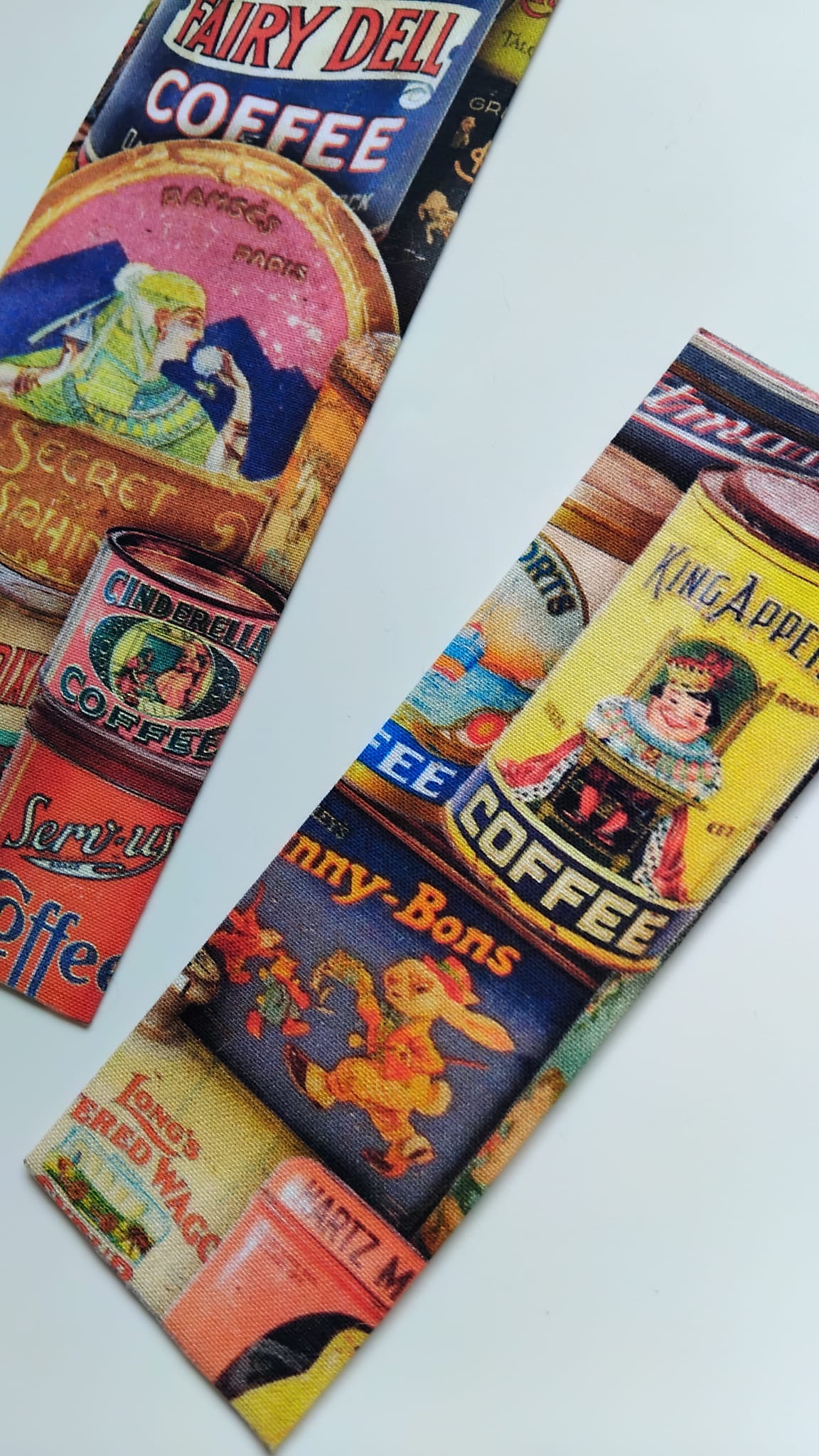 Retro Coffee Lover Foodie Duo - Food Lovers handmade fabric wrapped bookmark Food Lovers
