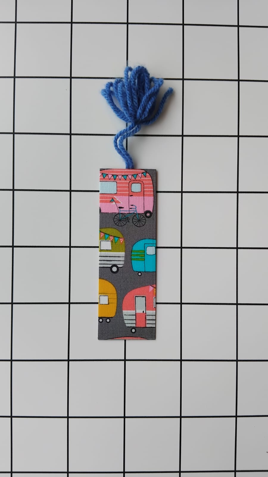 Buy Australiana Colorful Caravans fabric wrapped bookamark.