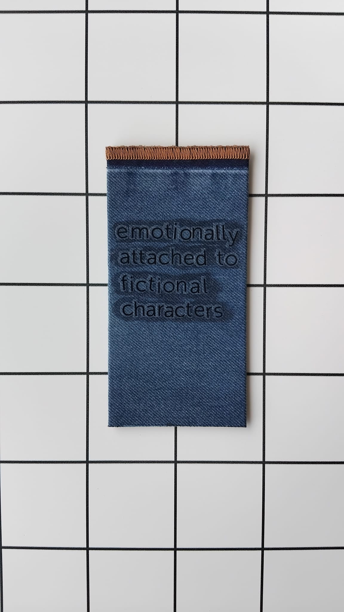 Buy Emotionally Attached Denim fabric wrapped bookmark.