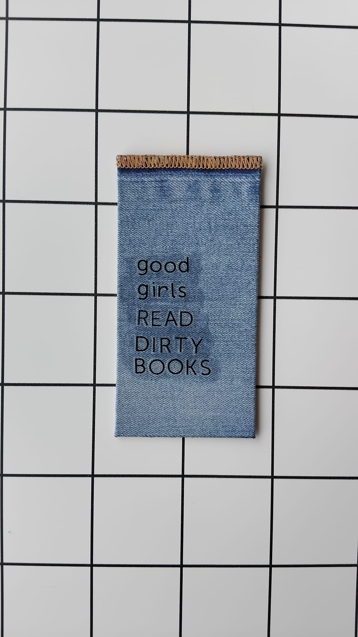 Buy Good Girls Denim fabric wrapped bookmark.
