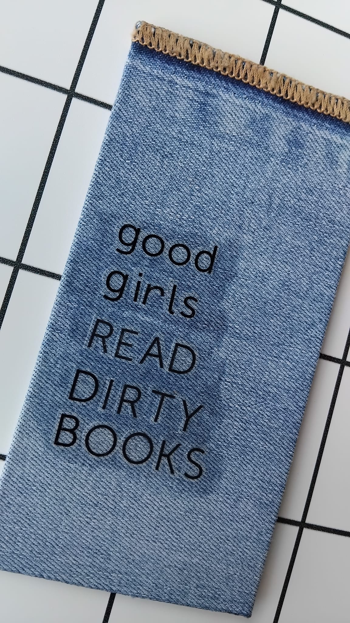 Buy Good Girls Denim fabric wrapped bookmark.