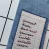 Purchase Holiday List Denim fabric wrapped bookmark.