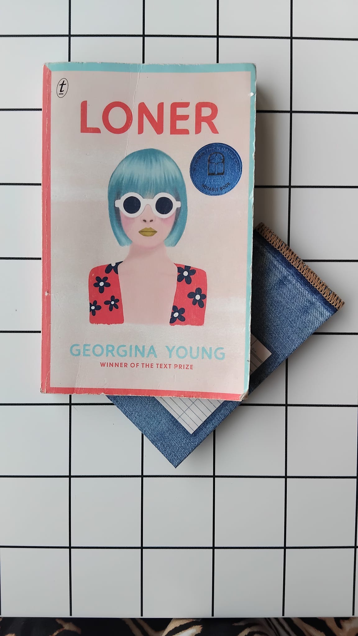 Purchase Holiday List Denim fabric wrapped bookmark.