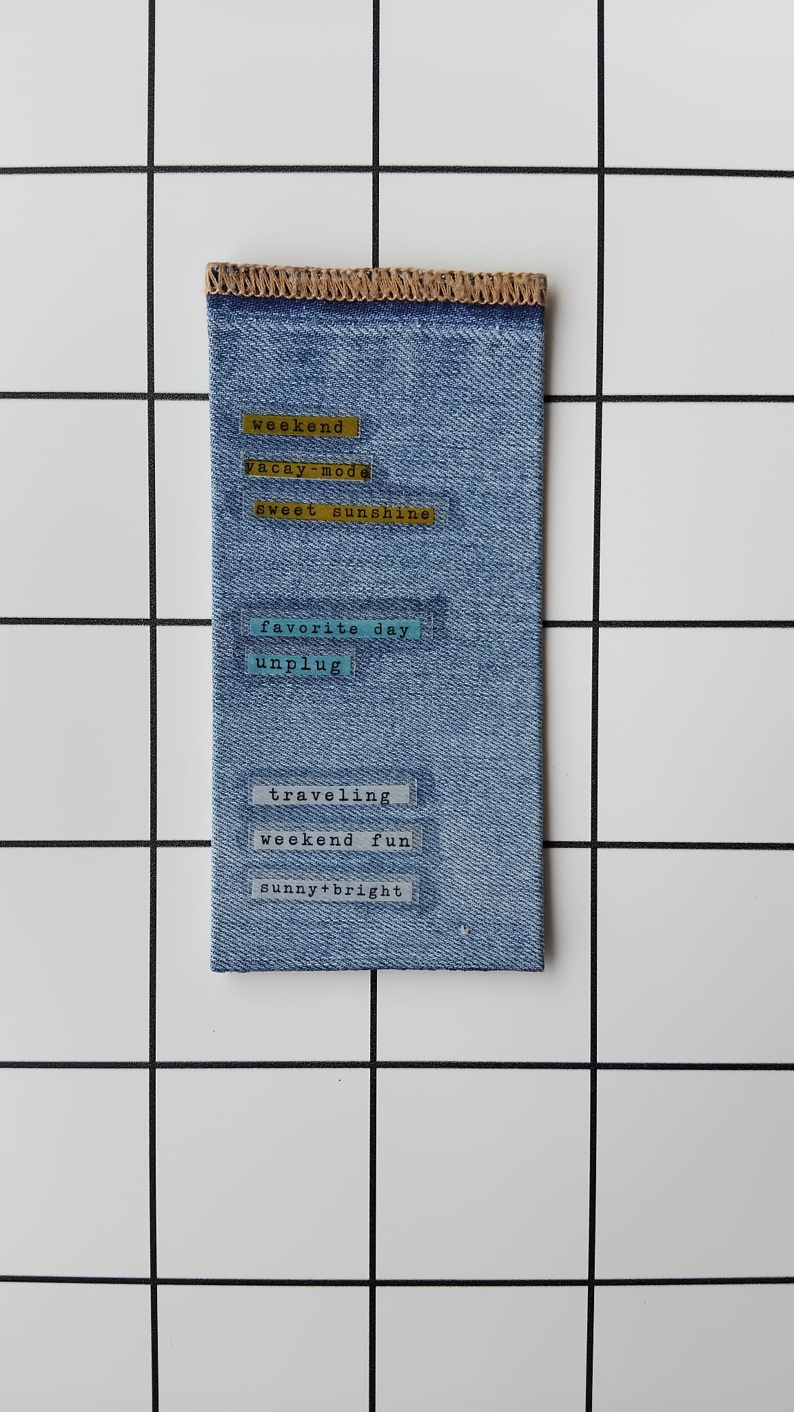Purchase Holiday Denim fabric wrapped bookmark.