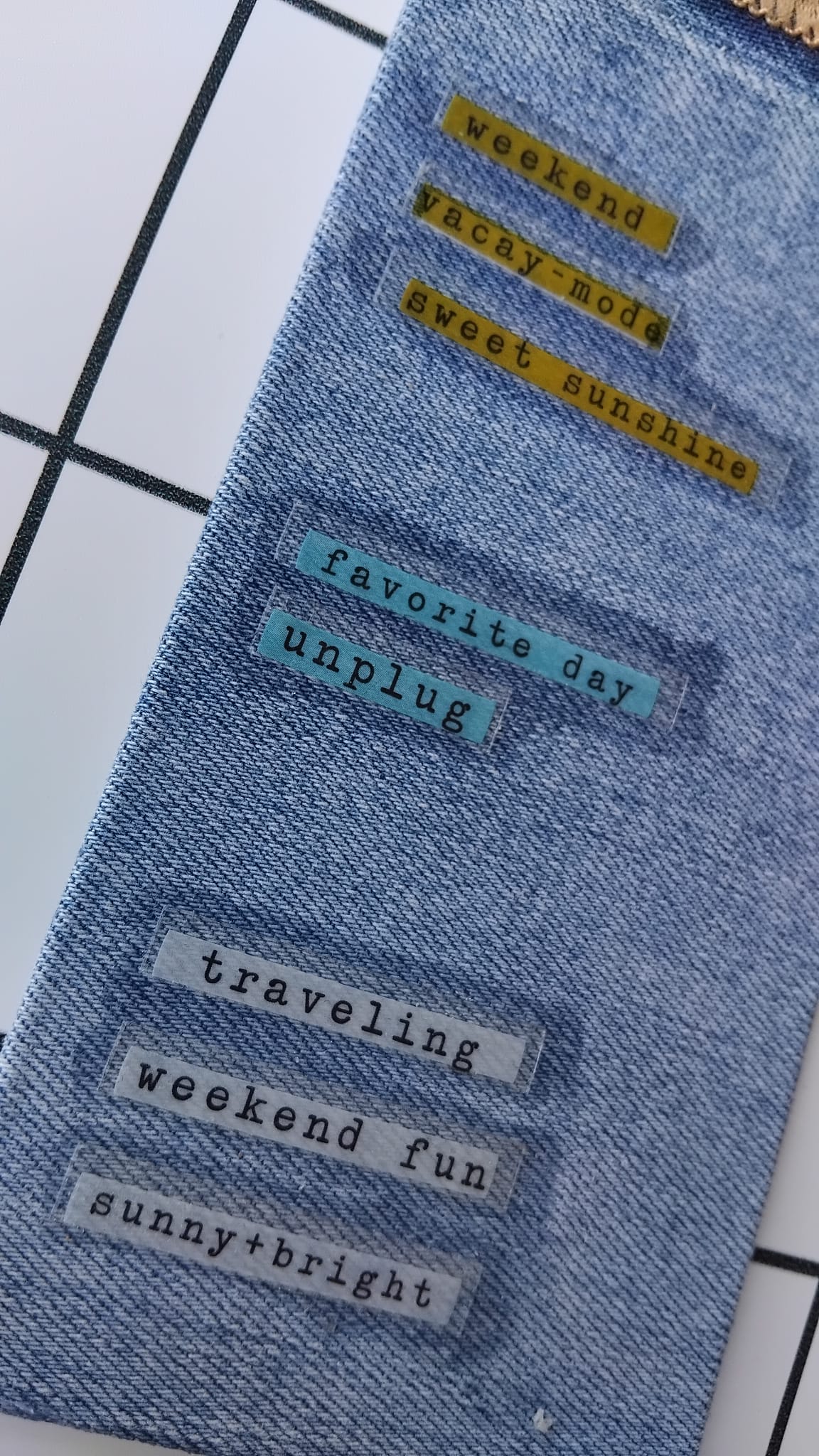 Purchase Holiday Denim fabric wrapped bookmark.