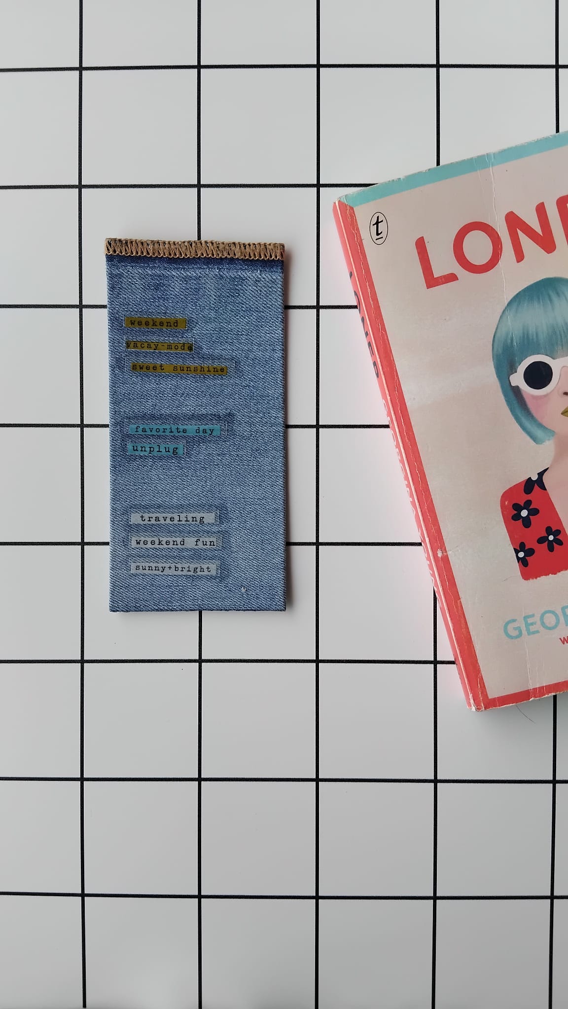 Purchase Holiday Denim fabric wrapped bookmark.