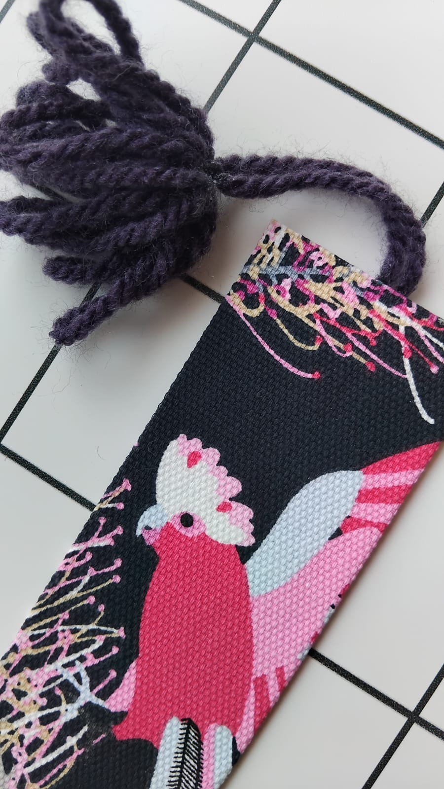 Buy Australiana Banksia and Galah fabric wrapped bookamark.