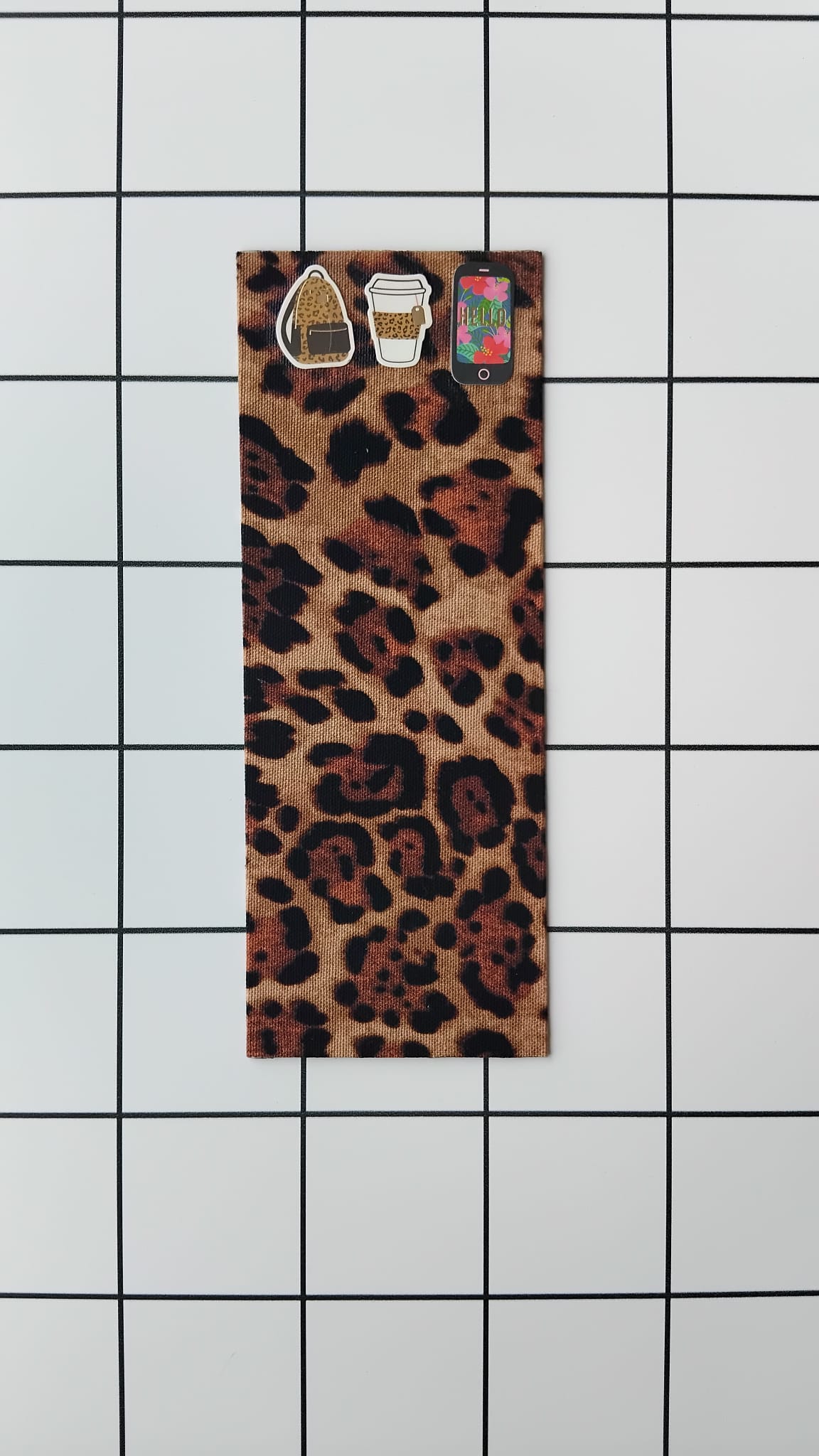 Buy Leopard Coffee Break fabric wrapped bookmark.