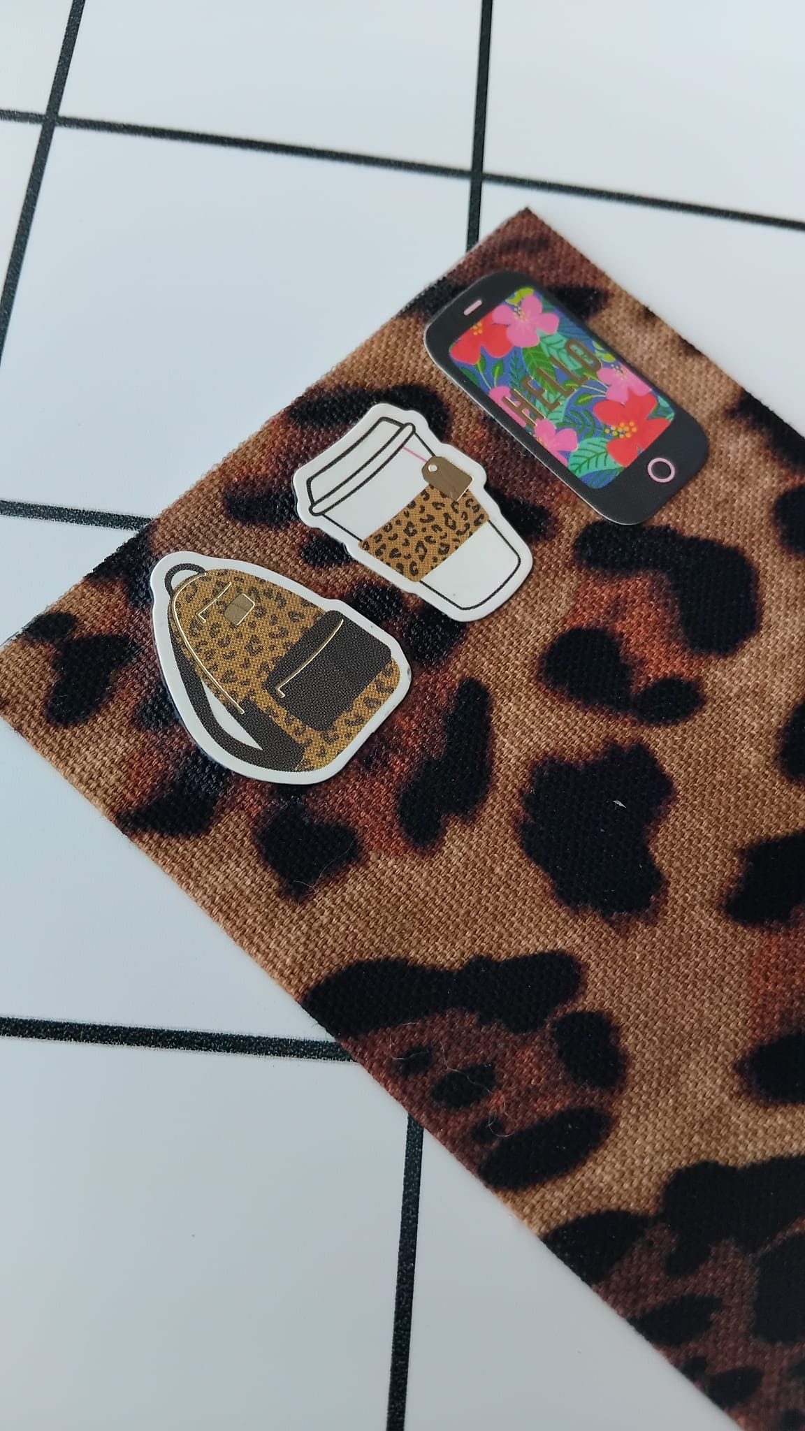 Buy Leopard Coffee Break fabric wrapped bookmark.