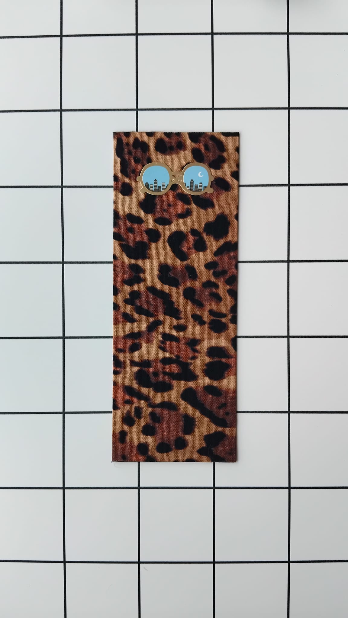 Buy Leopard Sunnies 2 fabric wrapped bookmark.