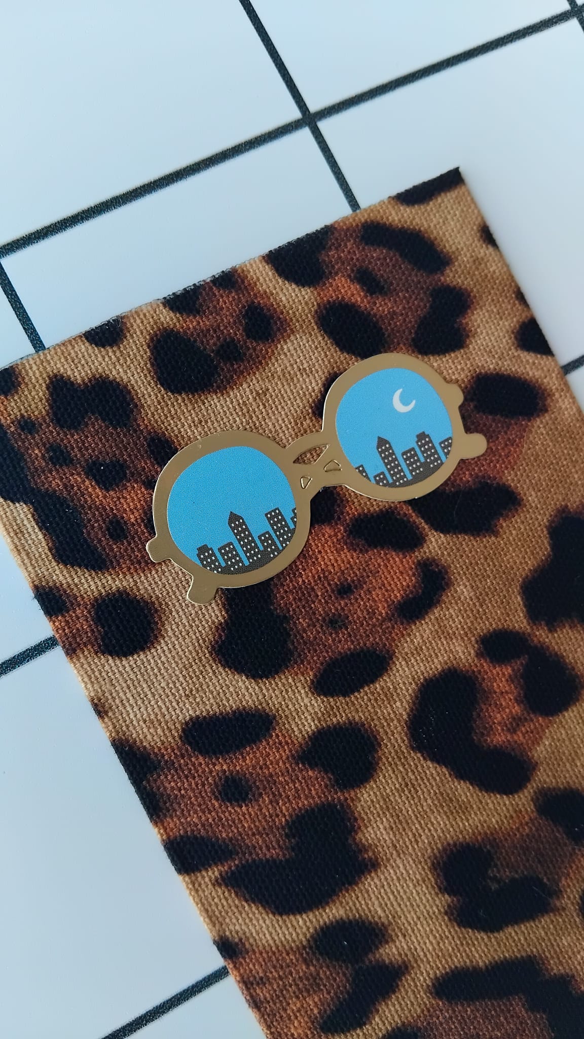 Buy Leopard Sunnies 2 fabric wrapped bookmark.