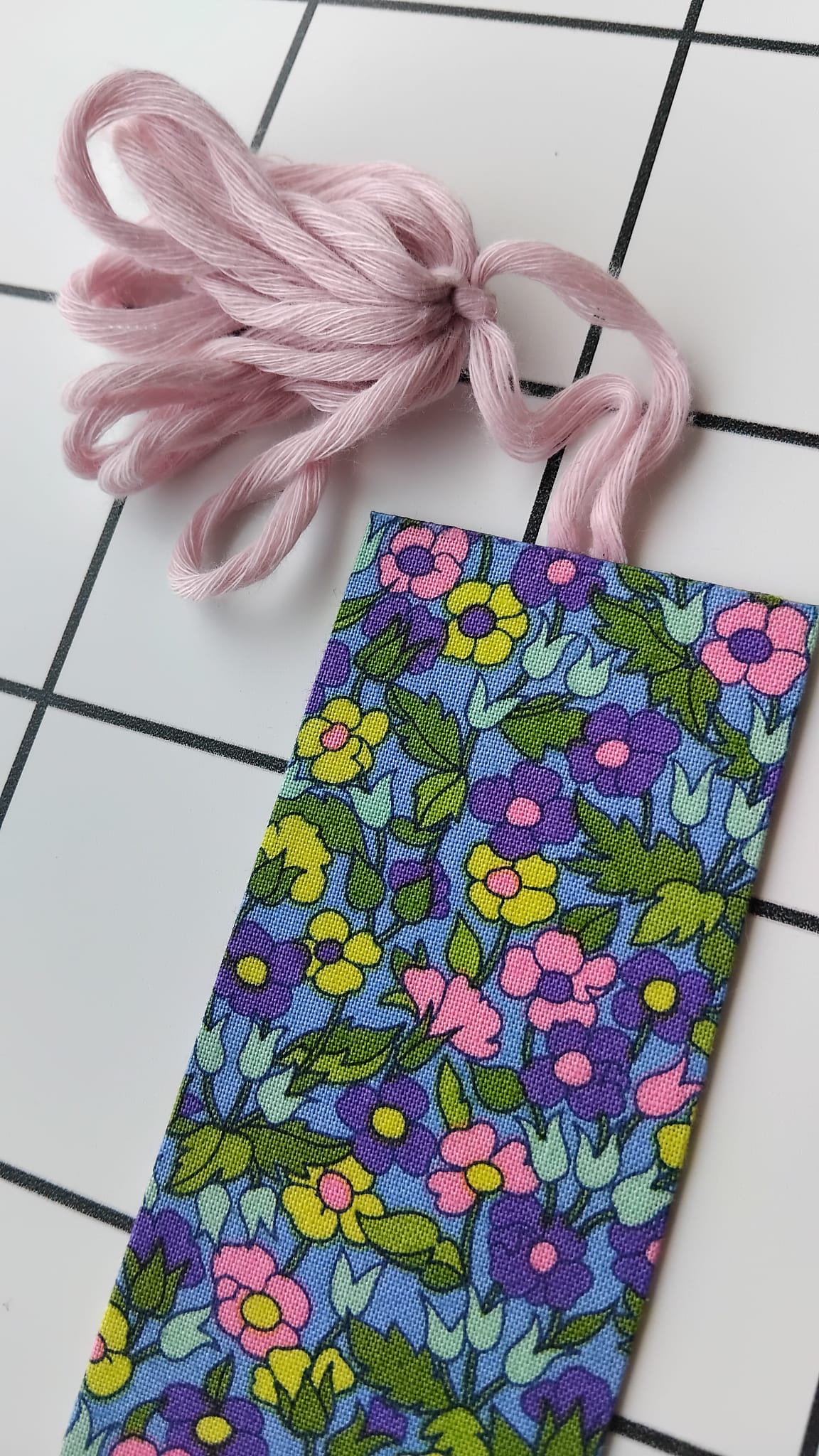 Buy Liberty Pastel Flowers fabric wrapped bookmark.