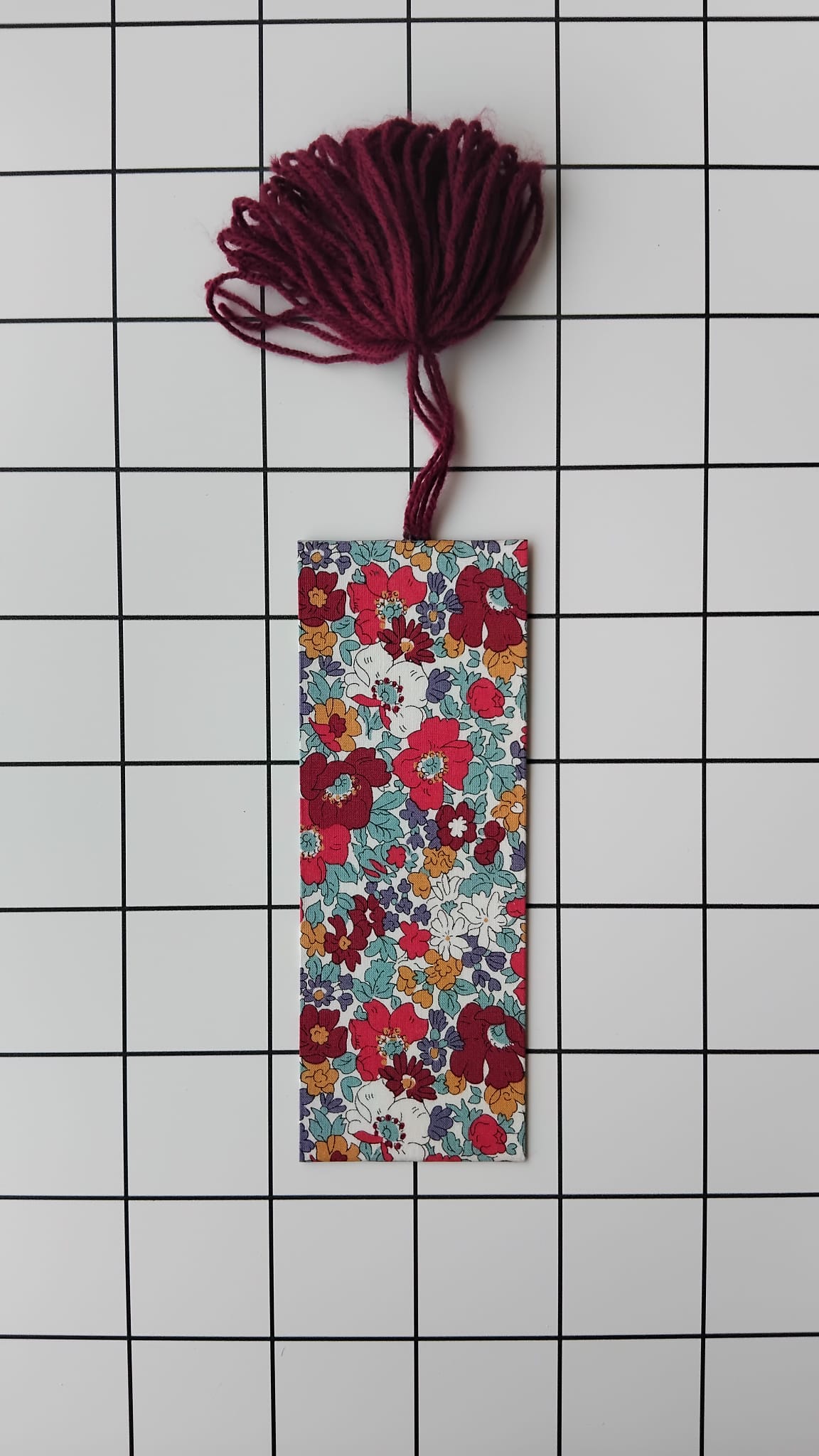 Buy Liberty Red Flowers fabric wrapped bookmark.