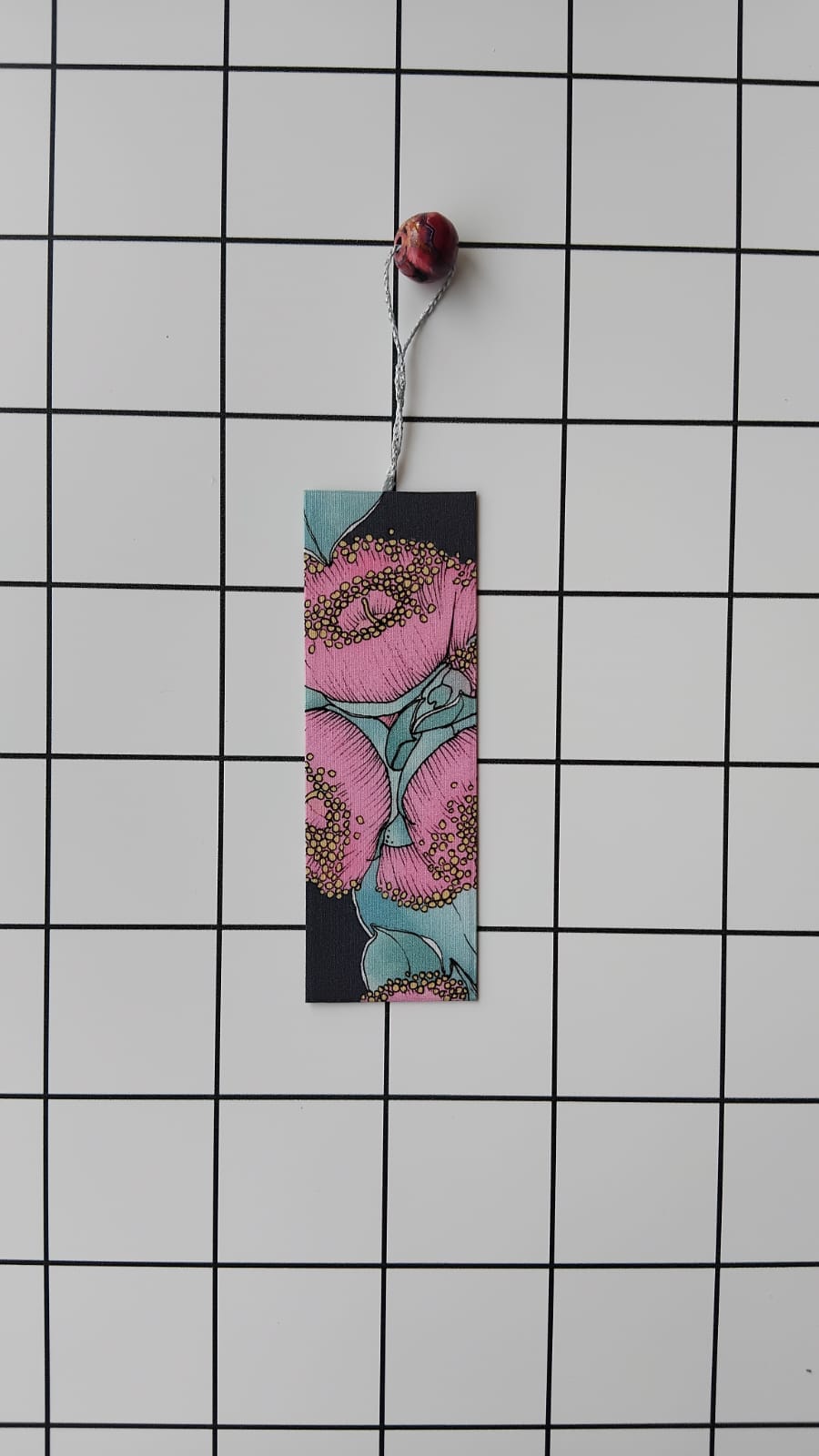 Buy Australiana Floral Pinkfabric wrapped bookmark.
