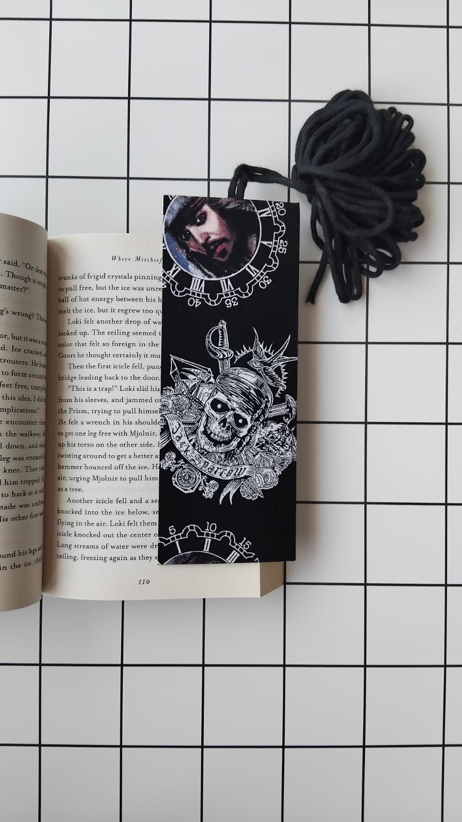 Buy Pirates of the Caribbean fabric wrapped bookmark.
