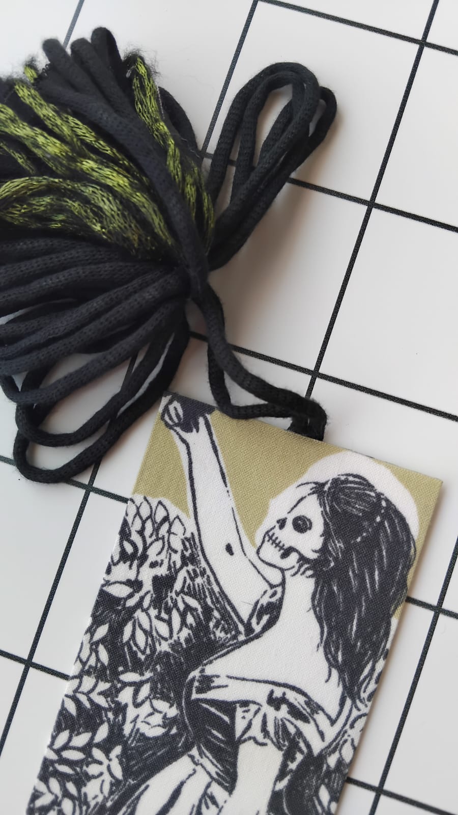 Buy Alexander Henry Skeleton fabric wrapped bookmark.