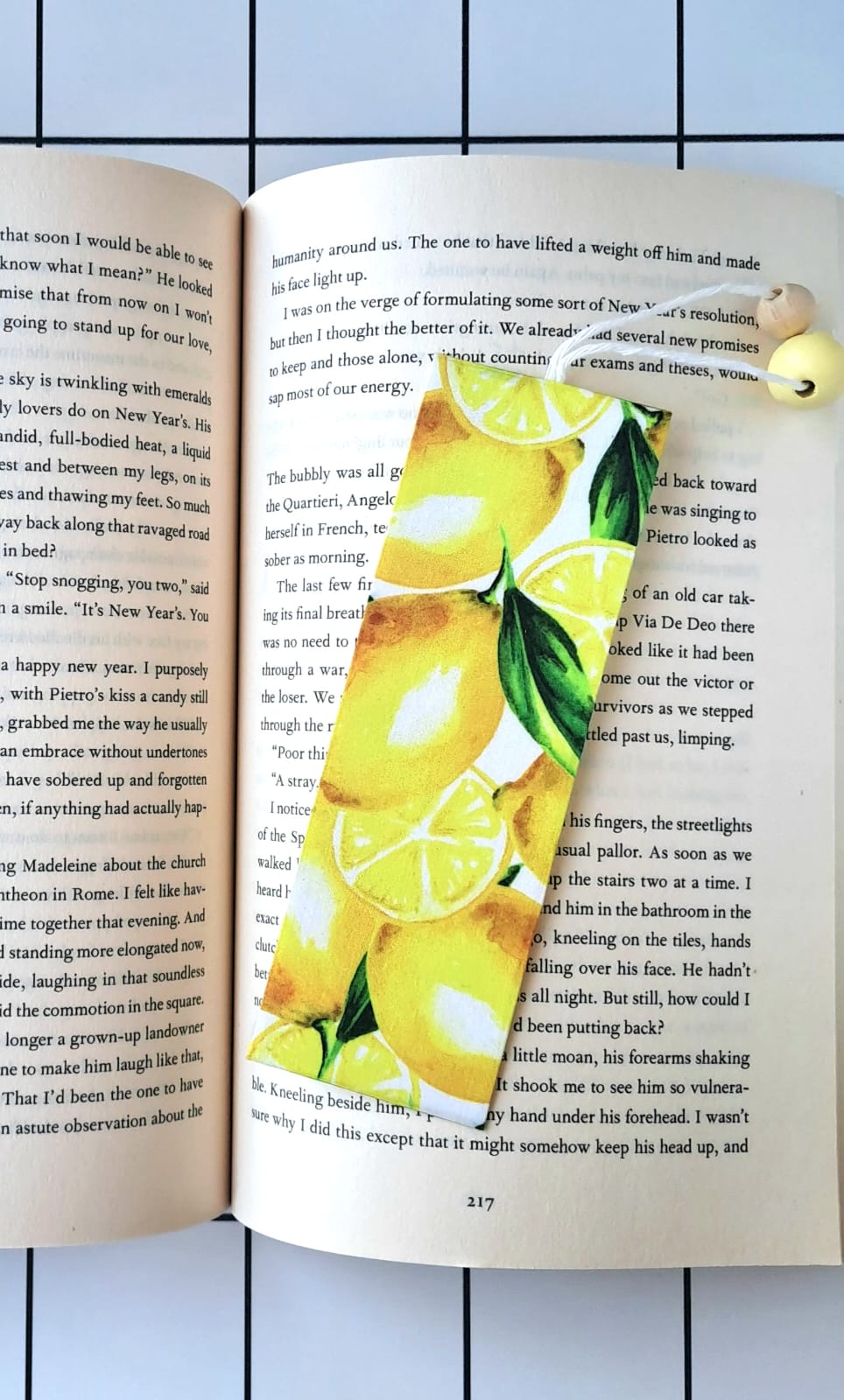 Buy Lemons fabric wrapped bookmark.