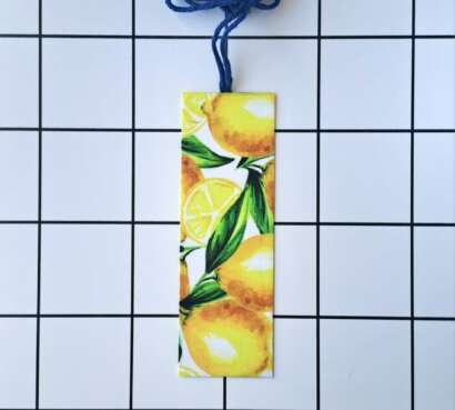 Buy Lemons fabric wrapped bookmark.