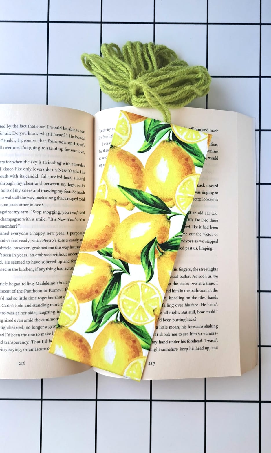 Buy Lemons fabric wrapped bookmark.