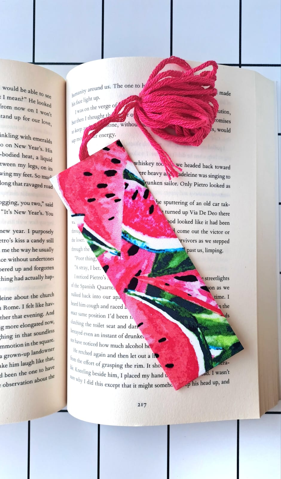 Buy Watermelons fabric wrapped bookmark.